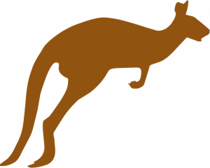 Illustration marron d'un wallaby qui court